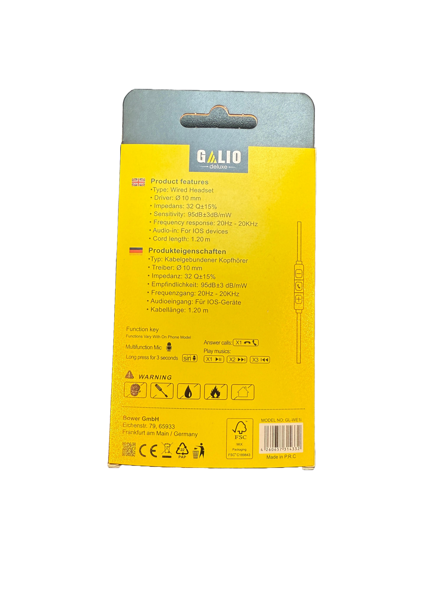 GALIO Wired Stereo Earphone Lightning Kabel