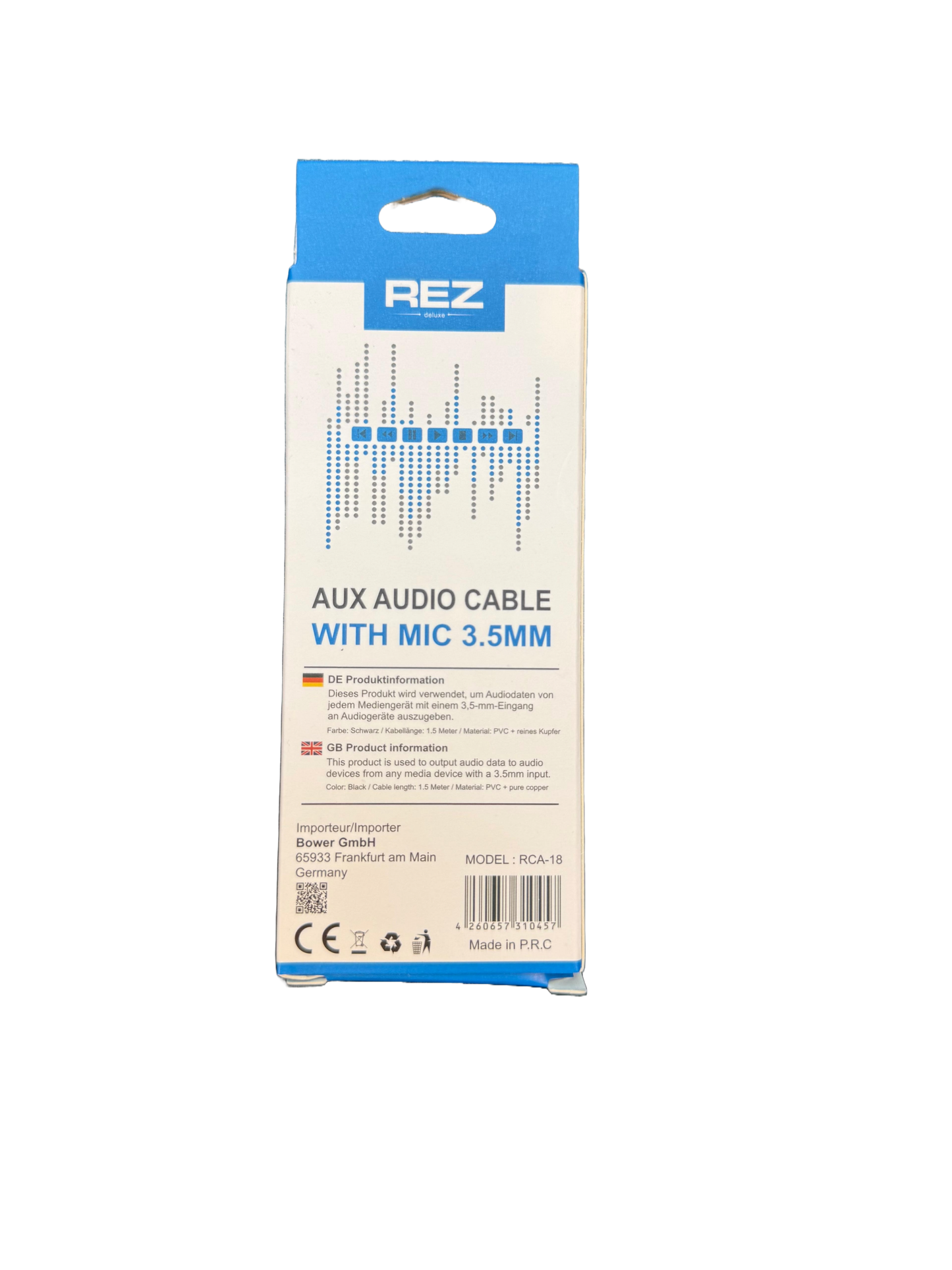 REZ AUX Audio Kabel mit Mikrofon 3.5mm