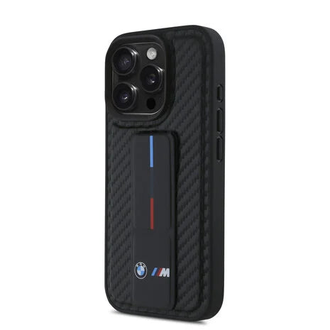 BMW iPhone Back-Cover Hülle - Grip Stand Smooth and Carbon - Schwarz - iPhone