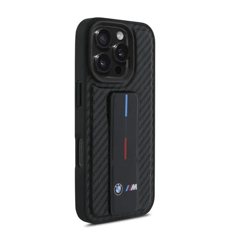 BMW iPhone Back-Cover Hülle - Grip Stand Smooth and Carbon - Schwarz - iPhone
