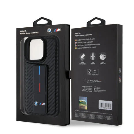 BMW iPhone Back-Cover Hülle - Grip Stand Smooth and Carbon - Schwarz - iPhone
