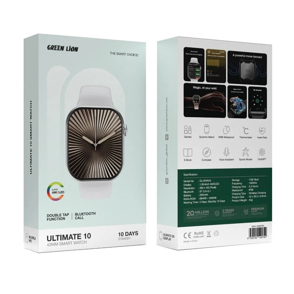 Green Lion Ultimate 10 42mm Smart Watch - AMOLED
