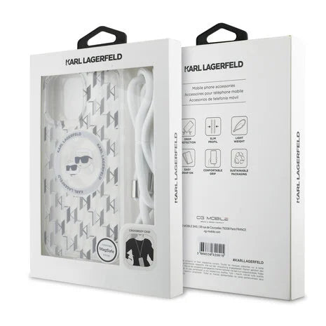Karl Lagerfeld Back-Cover Hülle - Magsafe IML KC heads cord Transparent