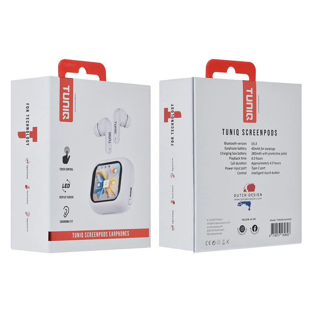 TUNIQ ScreenPods Wireless Earplugs - Charging case - White