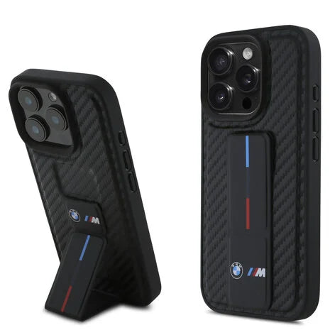 BMW iPhone Back-Cover Hülle - Grip Stand Smooth and Carbon - Schwarz - iPhone