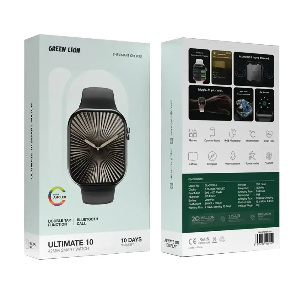 Green Lion Ultimate 10 42mm Smart Watch - AMOLED