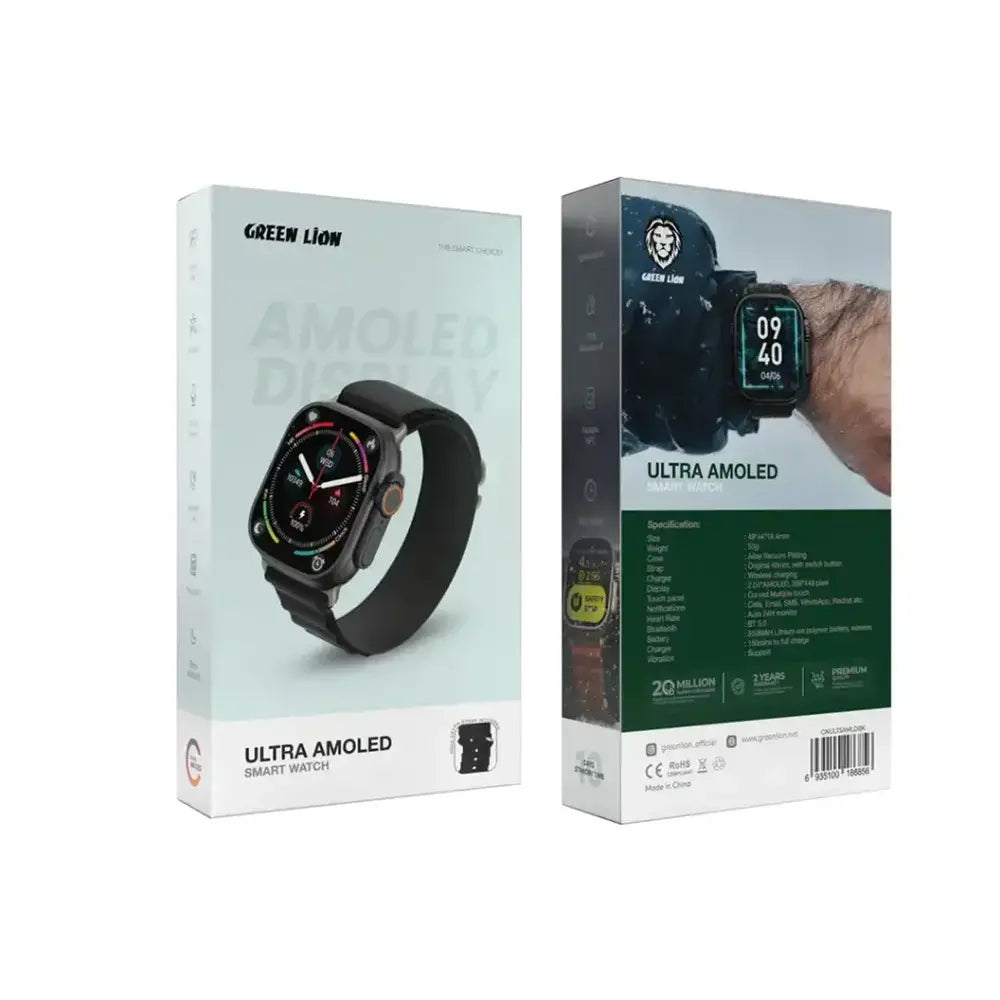 Green Lion Ultra Smart Watch - AMOLED - Black
