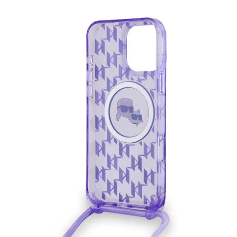 Karl Lagerfeld Back-Cover Hülle - Magsafe IML KC heads cord Lila - iPhone 15 Serie