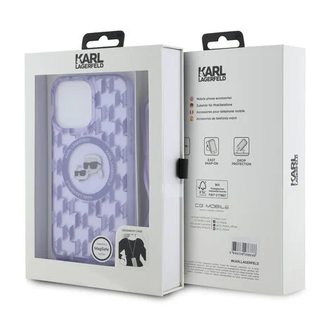 Karl Lagerfeld Back-Cover Hülle - Magsafe IML KC heads cord Lila - iPhone 15 Serie