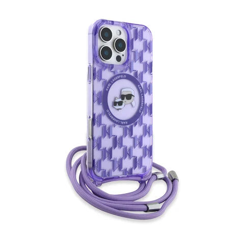Karl Lagerfeld Back-Cover Hülle - Magsafe IML KC heads cord Lila - iPhone 15 Serie