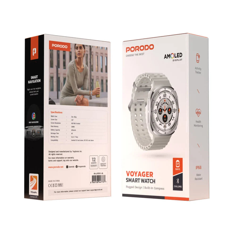 Porodo Voyager Smart Watch - Silver